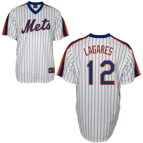 Juan Lagares #12 MLB Jersey-New York Mets Men's Authentic Home Cooperstown White Baseball Jersey